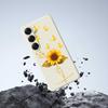 For Samsung Galaxy S25 Case Golden Butterfly Sunflower Pattern Printing Straight Edge TPU Phone Back Cover