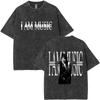 Retro Washed Playboi Carti I AM MUSIC Logo T Shirt Opium Ken Carson Narcissist Rap Tshirts Men Hip Hop Vintage Oversized Tshirt