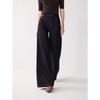 Women's French Style Washed Black High-Waist Wide-Leg Jeans