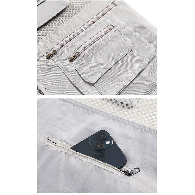 Gilet da Uomo Leggero in Rete con Tasche Multiple, Scollo a V Senza Maniche, Gilet Casual per Estate, Viaggi all'Aperto, Fotografia