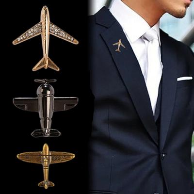 Men Needle Accessories Metal Airplane Brooch Pin Aircraft Lapel Pins and Brooches High-grade