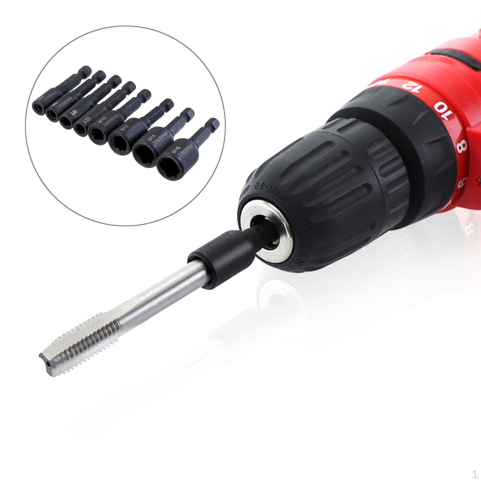 

1/4 Hex Shank Alloy Steel Machine Sockets Wrench Set, Air Screwdriver Accessories 8Pcs