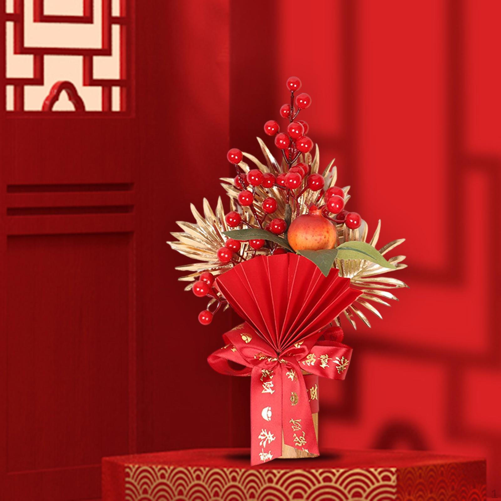 

Chinese Year Decoration Tree Ornament Artificial Bonsai Charm Adornment Art Crafts for Indoor Height 30cm