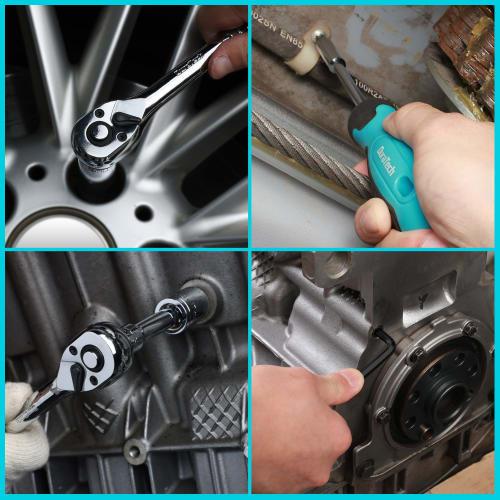 DURATECH 121-Piece Socket Wrench Set, Garage Tool Kit with 6.35mm and 9.5mm Drives, Ratchet Wrench, for Auto Repair, Car Maintenance, and DIY Tools, I