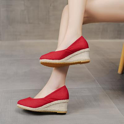 Keile Frau Frühling Sommer Espadrilles Damen Lässige Slipper Loafer Schuhe mit Absatz Komfort Flache Pumps Schuhe Zapatos Mujer