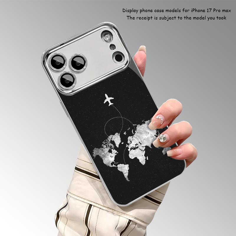 Minimalist travel-themed airplane route pattern electroplated phone case for iPhone 17 16 15 14 13 12 11 11Pro 11ProMax
