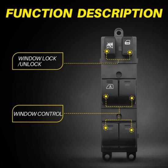 Window Switch For 07-19 Nissan Frontier Front Left Crew Cab Pickup Power Black A
