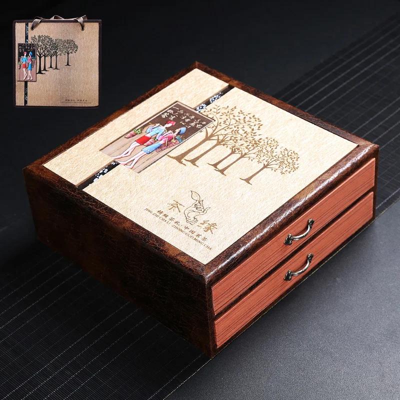 Full Bamboo Tea Box Puerh Tea Cake Box Simple Storage Organizer Multi-layer Tea Leaf Boxes Home Gift