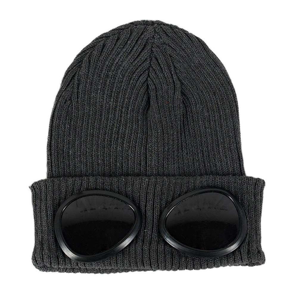 Bonnet en tricot pour hommes/femmes avec ornements lunettes Chapeau chaud à la mode