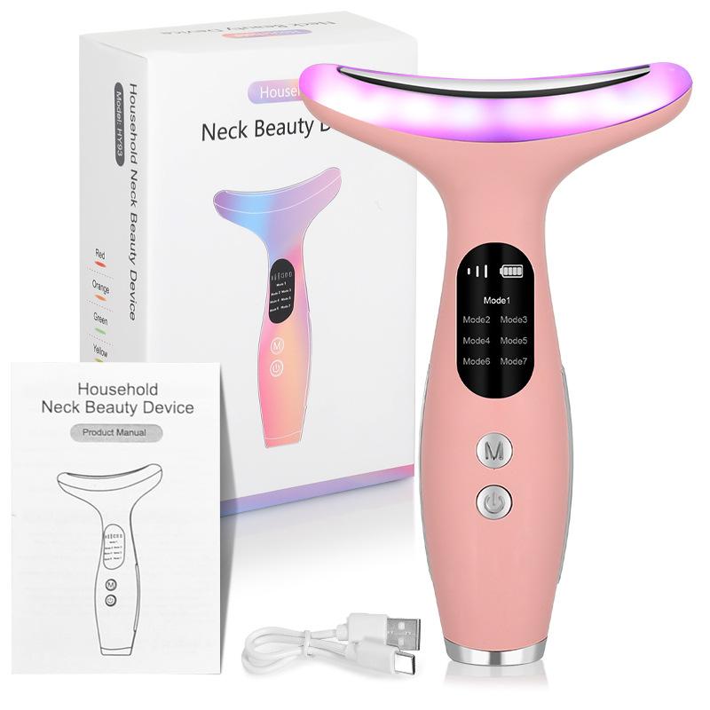 7-Color Light Neck Massager Microcurrent Lifting Tightening Facial Skin Care Device Home Use Gift