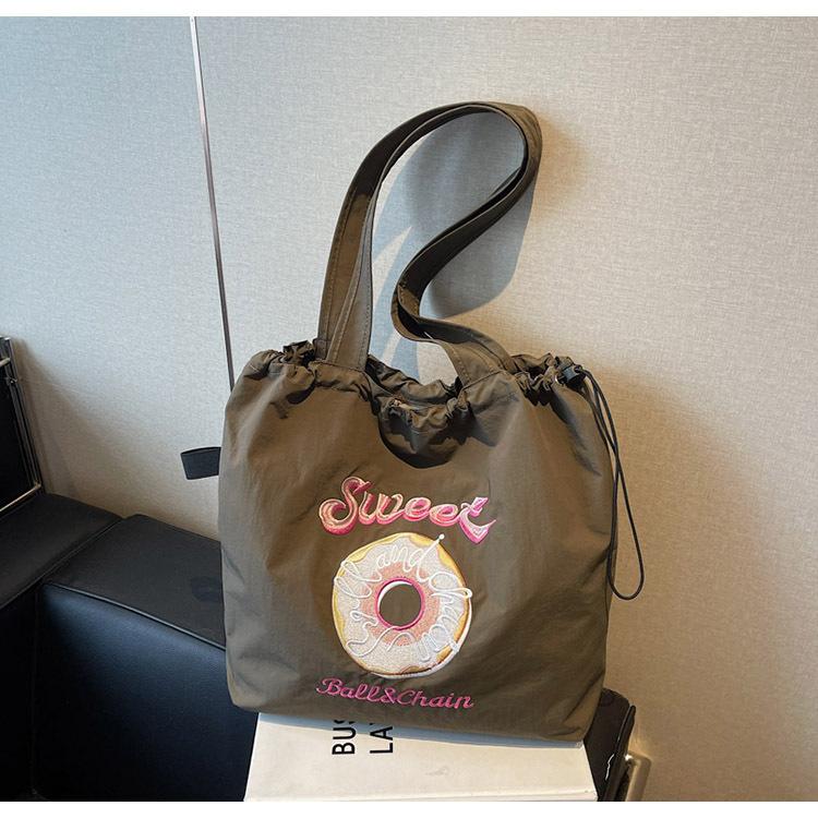 Embroidery Donut Nylon Bag Women's New Fashion Cartoon Commuter Bag Shoulder Handbag