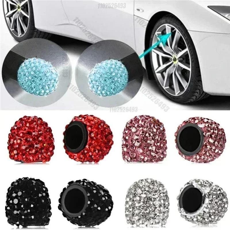 4/2pcs Diamond Car Tire Valve Caps Vehicle Bling Crystal Valve Cap Car Styling Accessories Shining Dust-proof Wheel Valve Cover