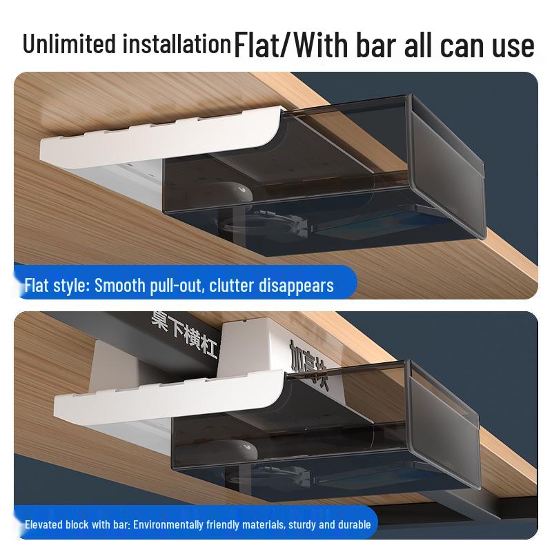Invisible Under-Desk Storage Drawer for Office Workstation