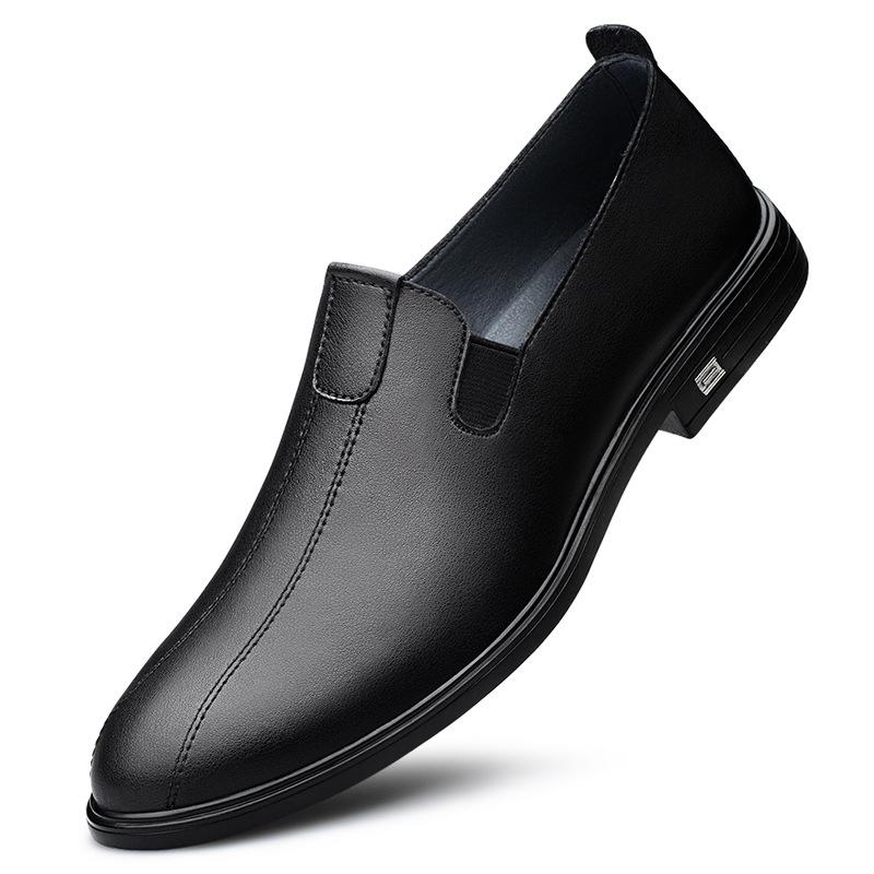 

Весна и Осень Большой Размер Повседневные На одной педали Британский Повседневный Маленькие Белые Туфли Кожаные Туфли для Бизнеса из Коровьей Кожи Мужские 45 чёрный