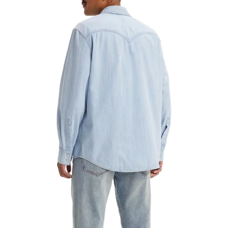 Levis Barstow Standard Fit Western Shirt 50S Solid Color Button Down Long Sleeve Shirt Men Shirts Light-Blue 85744-0065