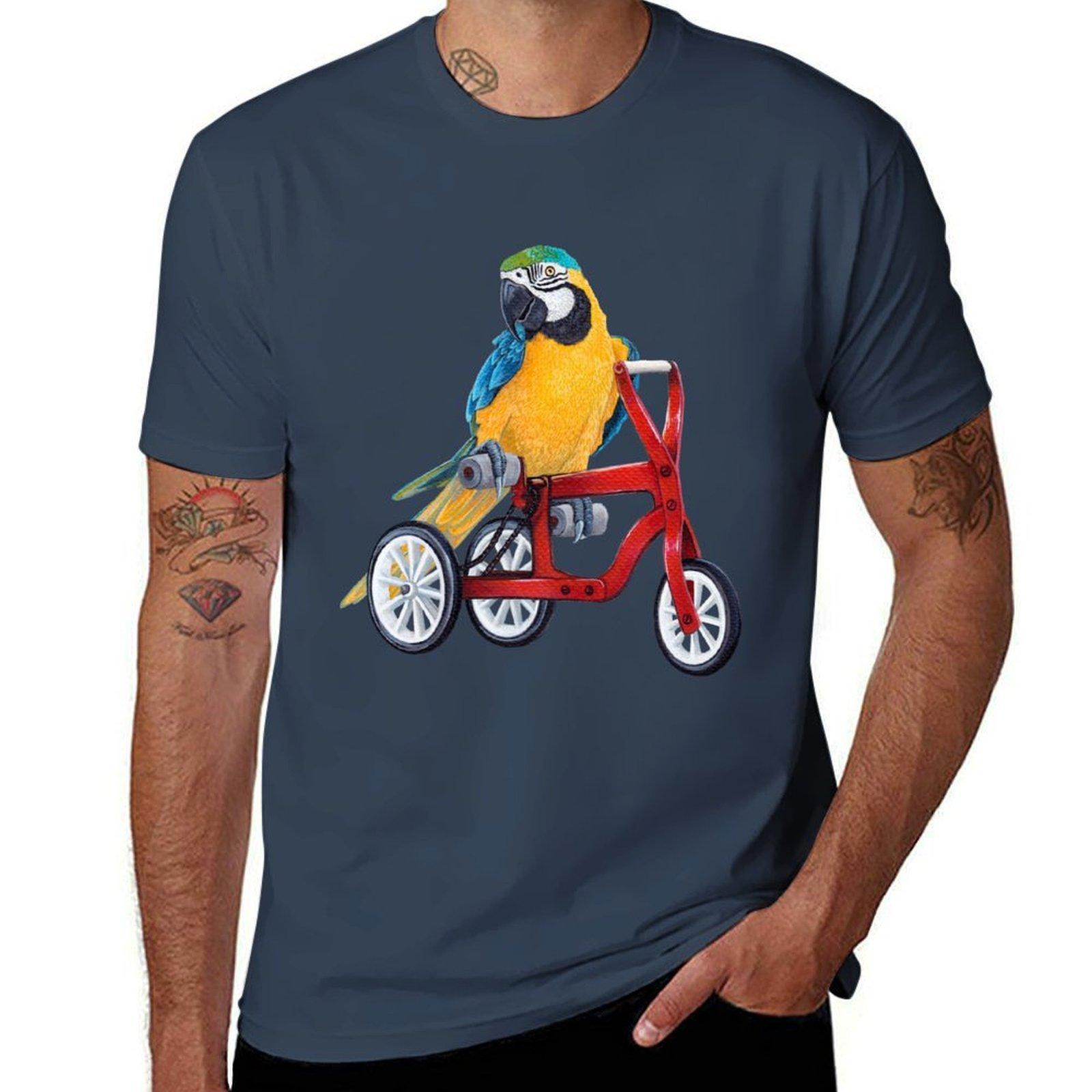Parrot Macaw Bike Red Tshirt Plus Size Quick Dry Sports Tee S