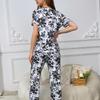 Women Milk Silk Full Print Sexy Ladies Homewear In Short-sleeved Trousers Suit Pajamas