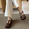 Fashion 2025 New Spring Autumn Leather Women Shoes Mary Jane Retro Solid Color Loafers Low Heels Casual Comfortable Soft Ladies Shoes