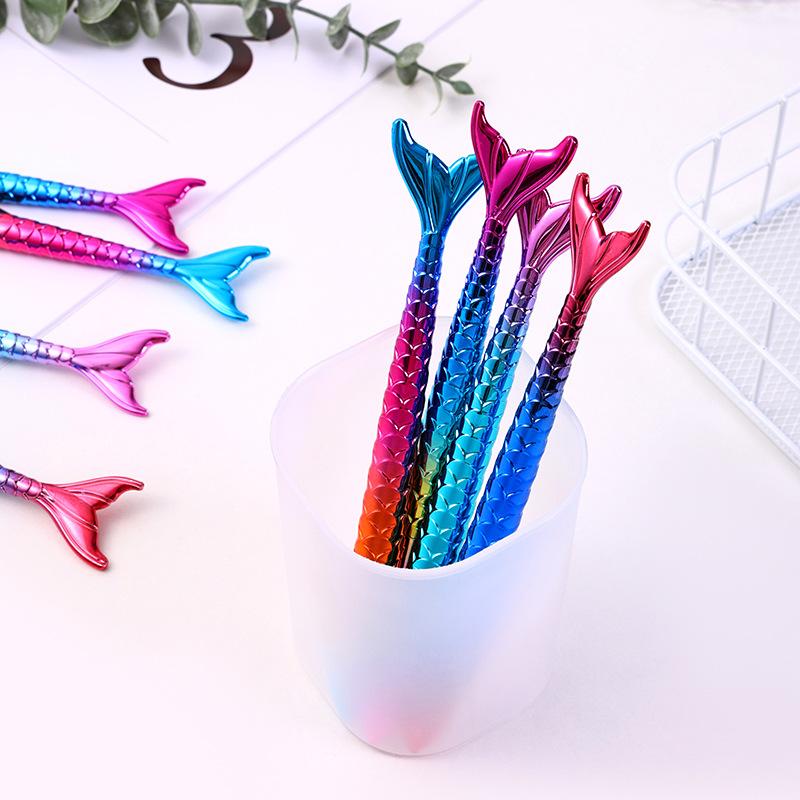 1/4 PCS Creative Blue Ballpoint Pen Mermaid Tail Neutral Pen Colorful Gift Pen
