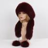 Women real fox fur hat scarf For winter warm top rex rabbit fur hats Lady natural fox fur caps Quality real fox fur scarves