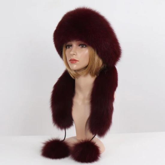 Women real fox fur hat scarf For winter warm top rex rabbit fur hats Lady natural fox fur caps Quality real fox fur scarves