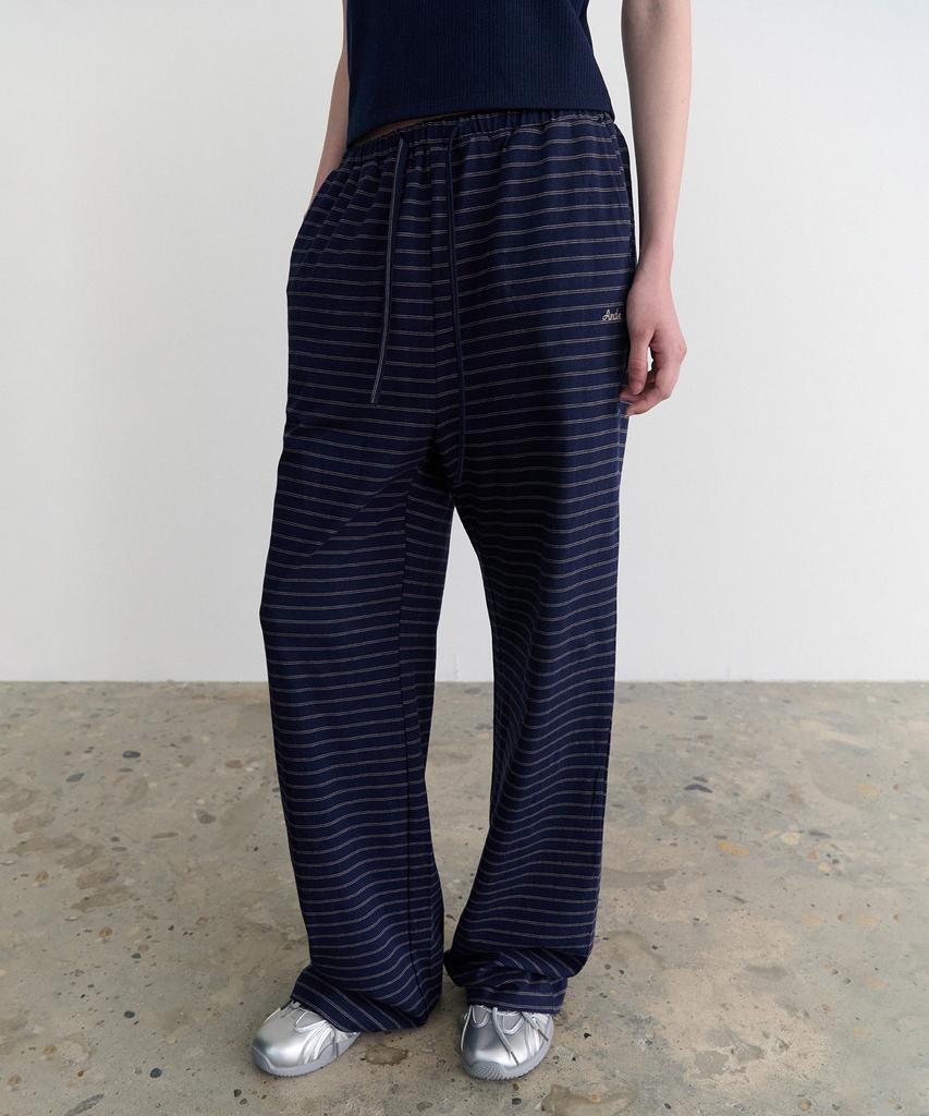 ANDNEEDS Hasta Stripe Banding Pants (Navy)