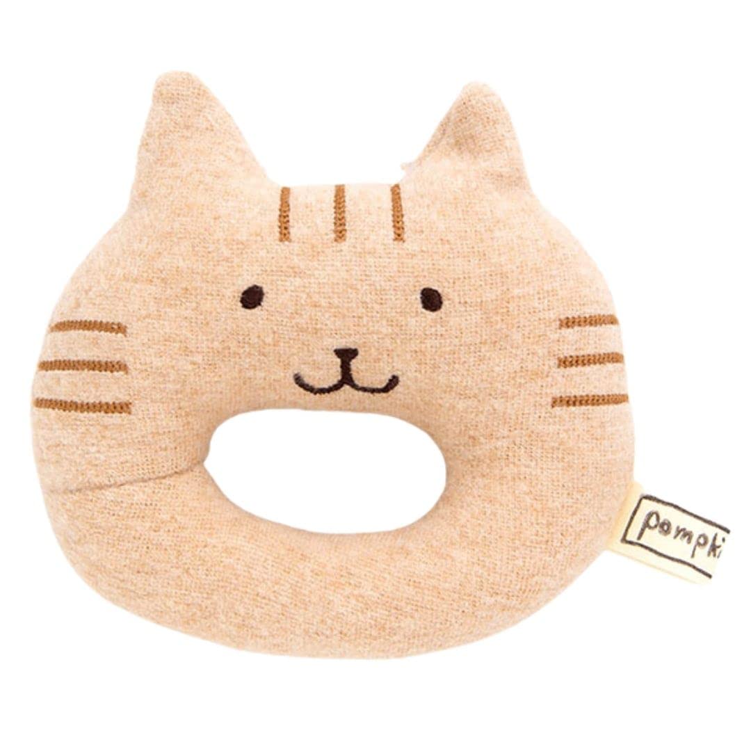

Y-1289P Pompkins BABY 100% Cotton [petit sac] Kitty Rattle Small Gift, Made in Japan (Brown)