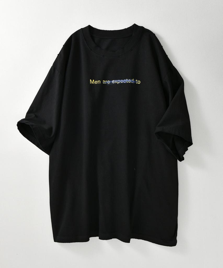 REEMNIK Lettering Print Oversized Round Short Sleeve T-Shirt [2 Colors]