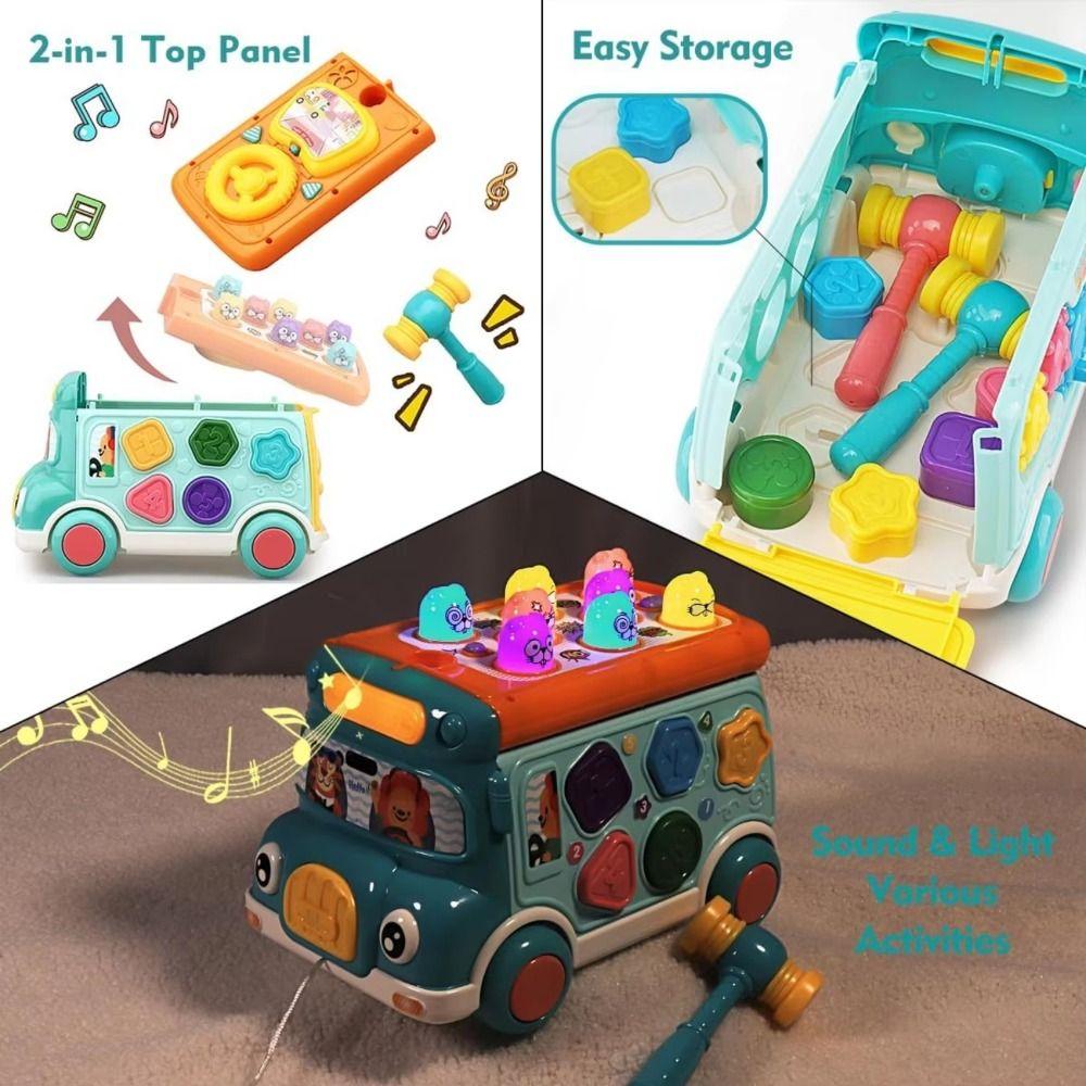 Plastic Music Activity Bus Baby Toy Montessori Whack-a-Mole Toys  Desktop Decor