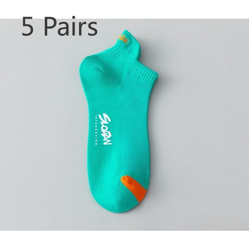 

5 пар носков мужские антизапаховые потные короткие носки весенне-летние тонкие с мелким вырезом носки с ушками из хлопка дышащие спортивные носки хлопок 5 pairs зелёный