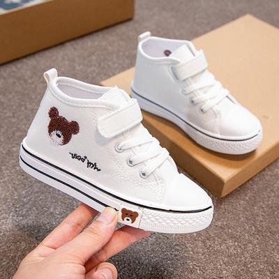 Chaussures décontractées pour filles printemps et automne nouvelles chaussures montantes en toile pour enfants hommes, enfants petits et moyens respirantes à semelles souples chaussures pour bébé tendance