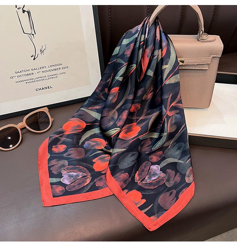 Women S Fashion Tulip Pattern Small Square Scarf For Shirt Decoration