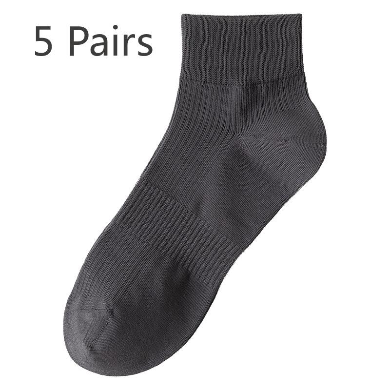 

5 Pairs of Men s Autumn Pure Cotton Simple Pure Color Sweat Absorbent Deodorant Boneless Tube Socks 5 Pairs темно-сірий колір