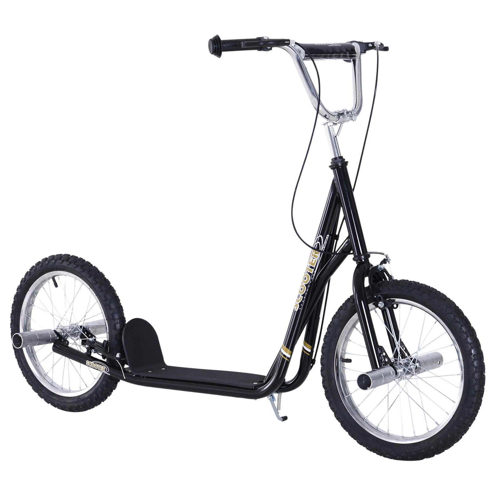 Trottinette Acrobatique Trottinette Enfant Avec 16 Grandes Roues Hauteur Réglable Double Freinage Pour Âges 5+ Ans Noir