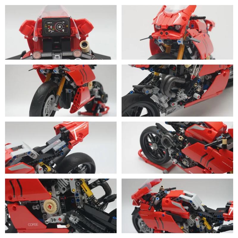 Technical Motorcycle Simulation Racing Car Building Blocks Model MOC Motorbike Vehicle Bricks Toys for Kids Gifts