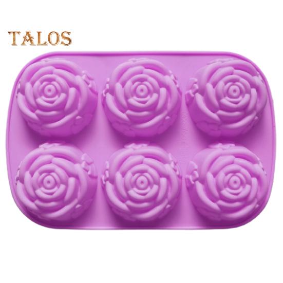 Kuchenform, flexibel, antihaftbeschichtet, Rosenblütenform, Silikonform, 6 Gitter, Pralinen, Geleeform für die Küche zu Hause