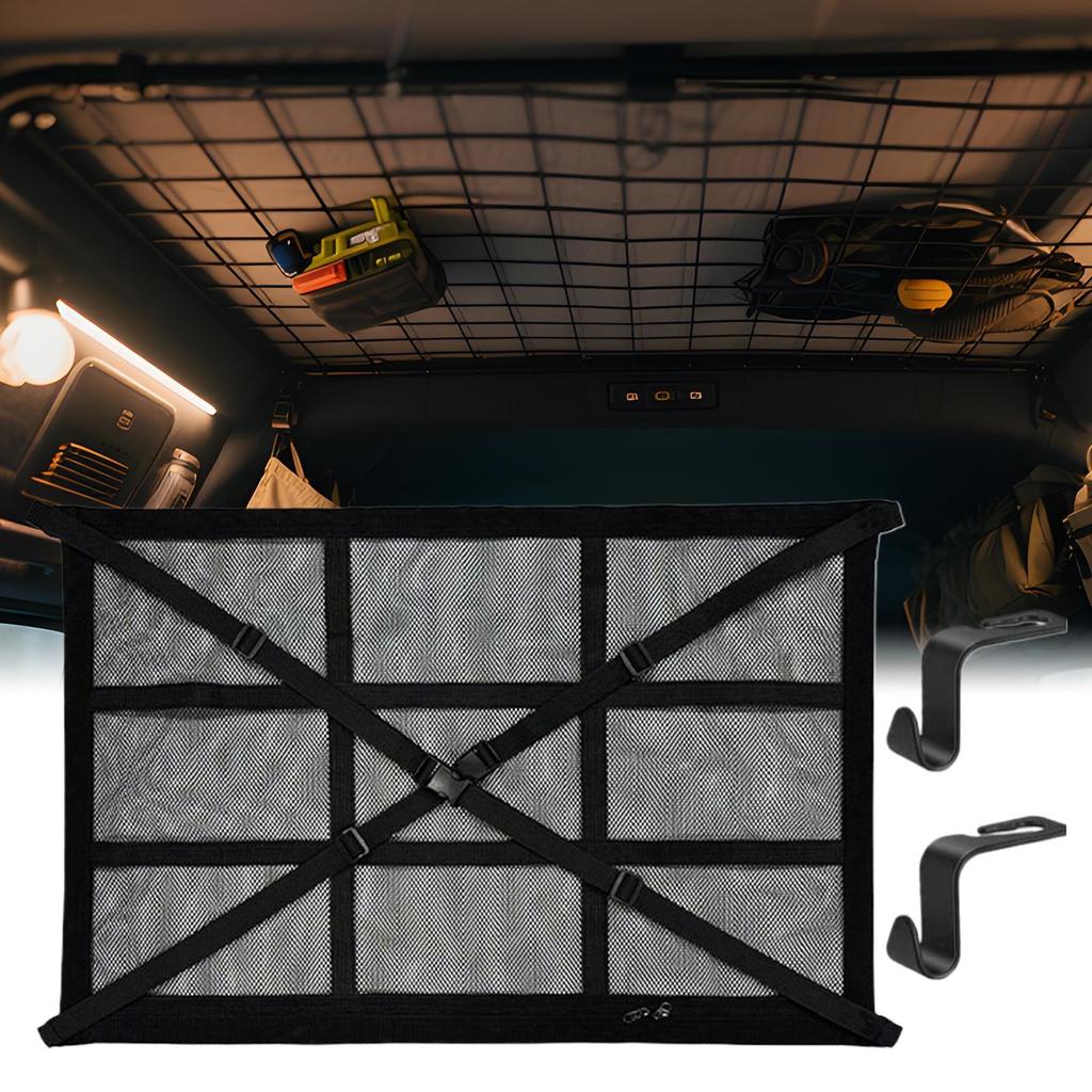 Car ceiling cargo net multifunctional hanging storage organizer with large capacity for convenient storage of car ceiling net