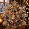 Handmade Christmas Tree Decor Faux Pearl Painting Suncatcher Kit, Acrylic Snowflake Shaped Board with Lace Relaxing Holiday Activity Edge, 3D Gemstone