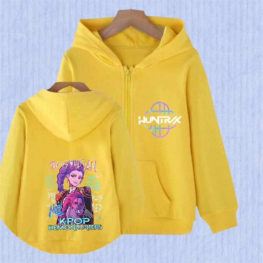 Kpop Demon Hunters Zip Up Hoodie Girls Boys Fashion Long Sleeves Loose Casual Zipper Sweatshirt
