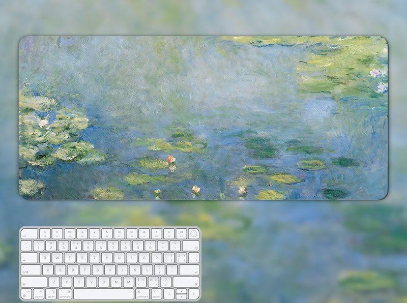 1pcs Oil painting mouse pad for girls with high appearance, office computer keyboard pad with high-end feel, green desk pad