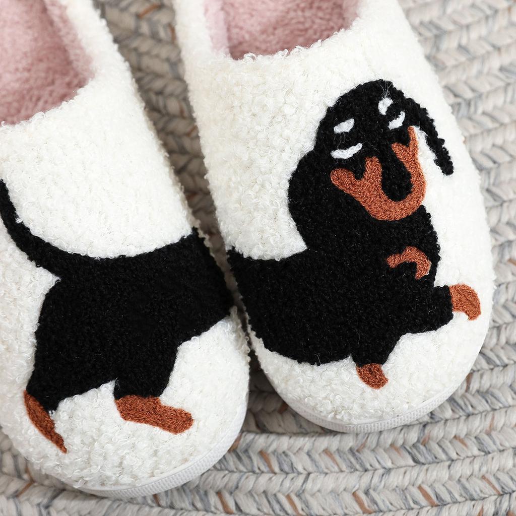 Sausage Dog Pattern Soft Shoes Cotton Indoor Slipper Plush High Quality Men Women Bottom Indoor Home Shoes Zapatos Para Mujeres