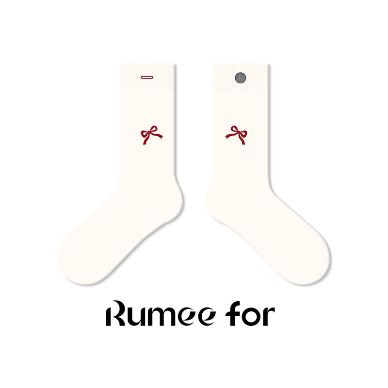 Trendy Spring/Summer Embroidered Button Design Mid-Calf Socks for Men & Women