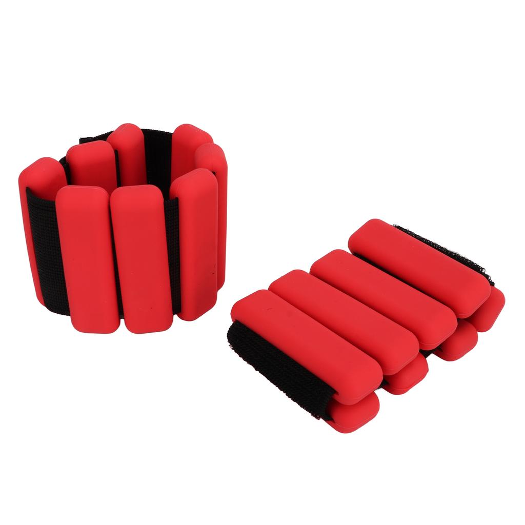 2 PCS Silicone Weight Bearing Bangles Wrist Weights Bracelet Sports Running Wrist Ankle Strap Red