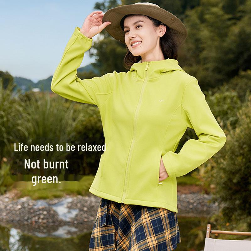 Women's Waterproof Windproof Soft Shell Jacket - Slim Fit, Plus Velvet, Thickened for Autumn and Winter Mountaineering