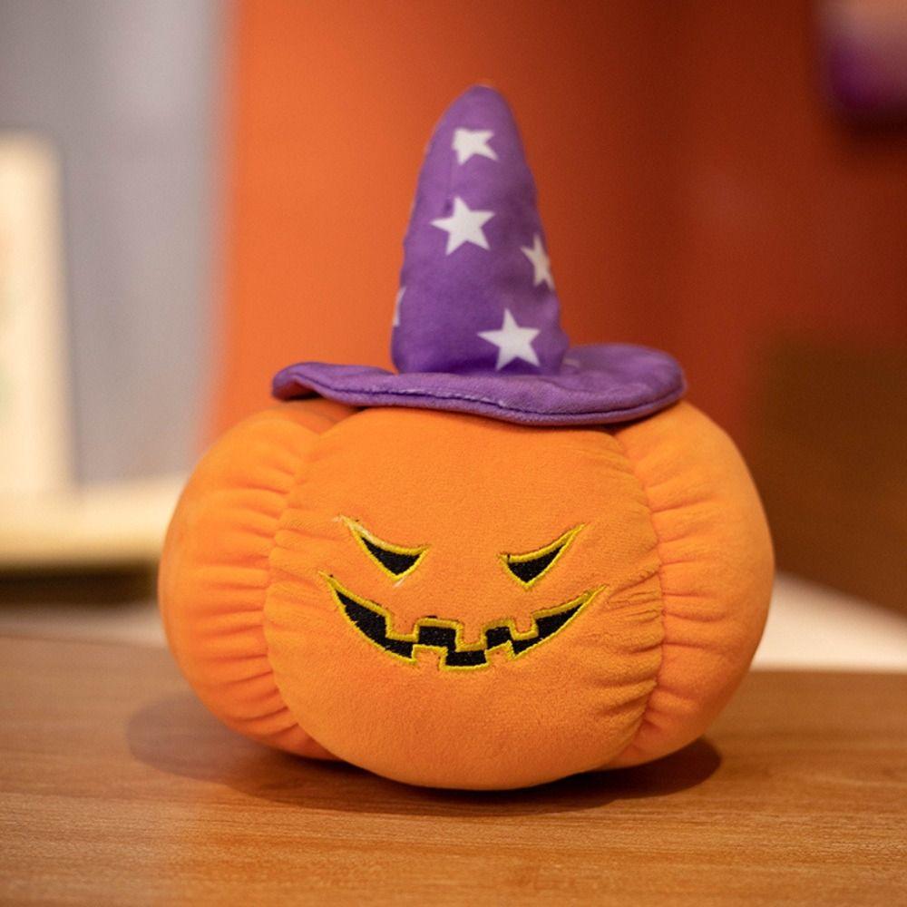 PP Cotton Halloween Plush Toy Wearing Hat Halloween Pumpkin Throw Pillow  Home Decoration