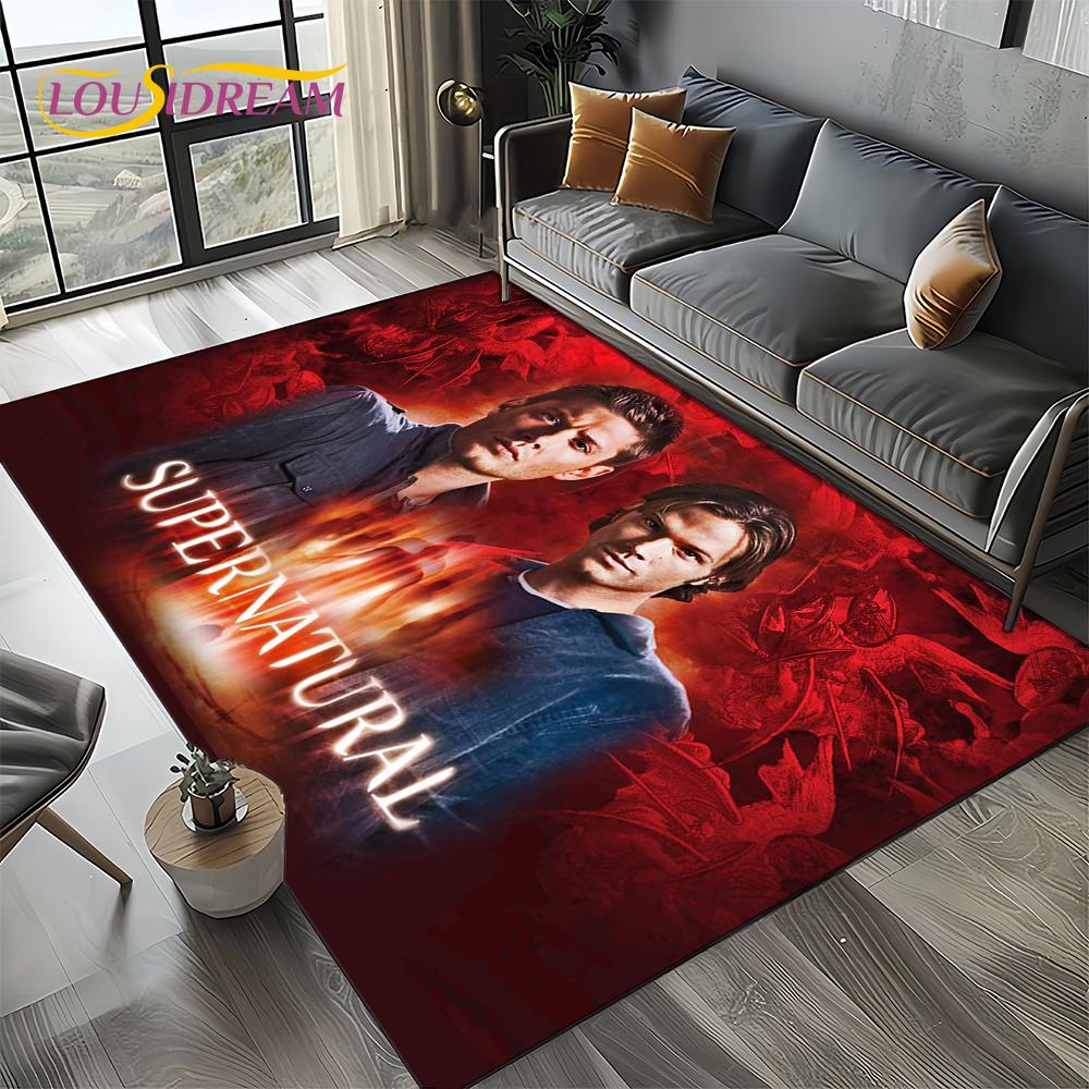 3D SPN Supernatural Sign Dean Sam Carpet Rug for Living Room Bedroom Home Sofa Decoration,Kids Play Area Rug Non-slip Floor Mat
