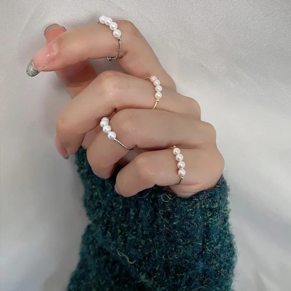 Simple Fashion Cute Adjustable For Female  Open Zircon Smile Stackable Finger Ring  Zircon