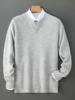 Men's Luxury V-Neck 100% Wool Sweater – Soft & Fluffy Autumn/Winter Pullover Base Layer.