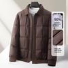 Men's Ribbed Knit Collar Puffer Jacket Duck Down Filled Winter Coat Casual Warm Outerwear