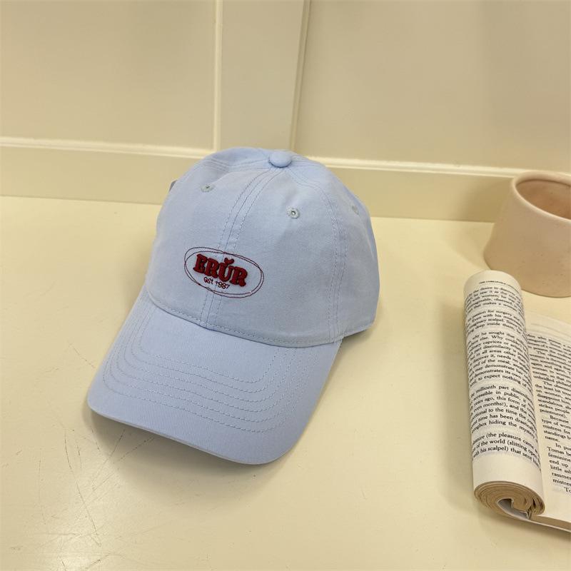 Simple small letter embroidered baseball cap women washed soft top wide brim big face versatile cap men